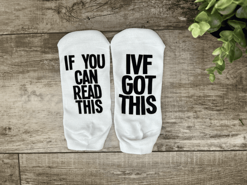 if you can read this IVF got this socks printed on a crew or ankle length women's sock