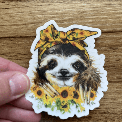 Sunflower Sloth Sticker