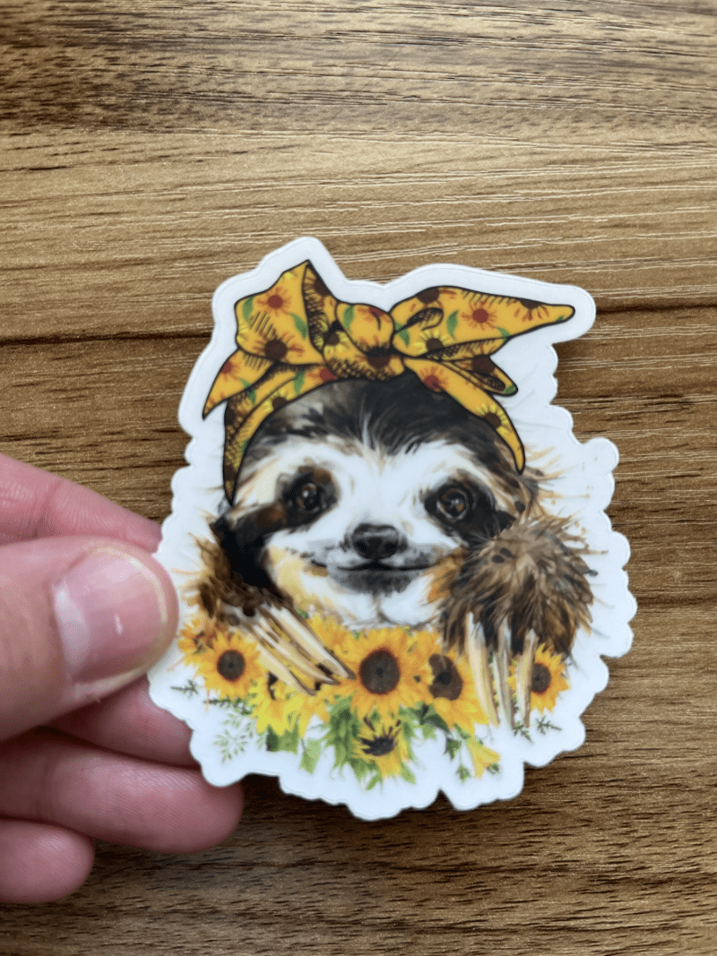 Sunflower Sloth Sticker