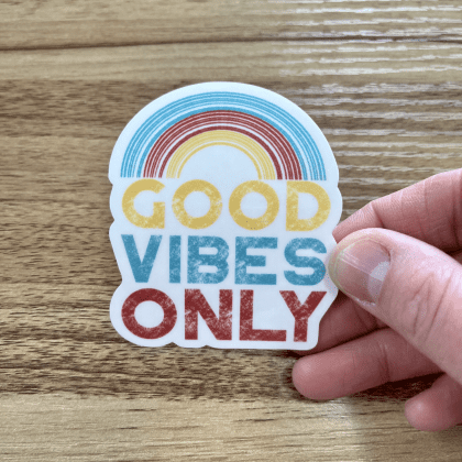 good vibes only rainbow sticker