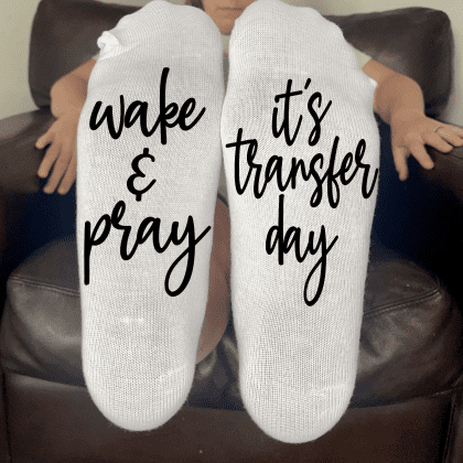 wake & pray it's transfer day socks