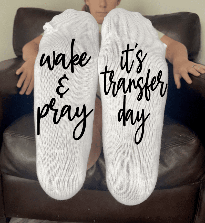 wake & pray it's transfer day socks